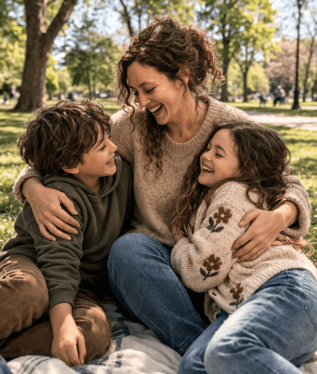 chef with her kids on the park