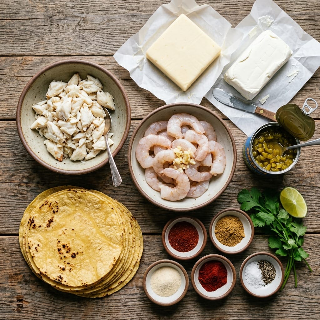 Crispy Crab And Shrimp Queso Taquitos