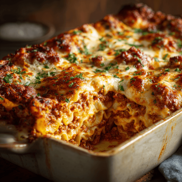 Freshly Baked Lasagna with Melted Cheese