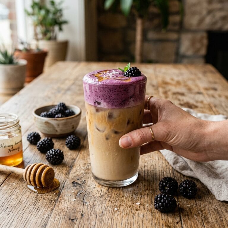 Salted Honey Latte with Blackberry Cold Foam 🫐🍯 Latte Recipes | Coffee Syrups |