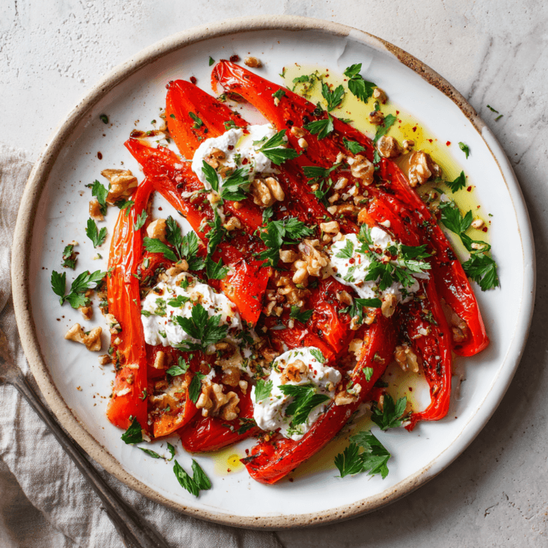 Roasted Red Pepper Salad with Feta and Herbs