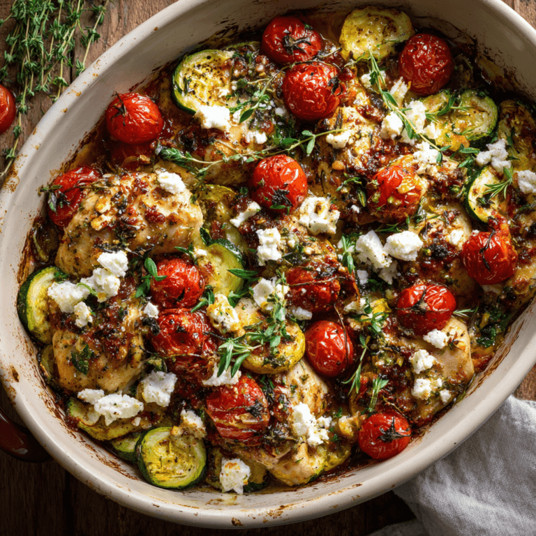 Best Mediterranean Chicken Zucchini Bake