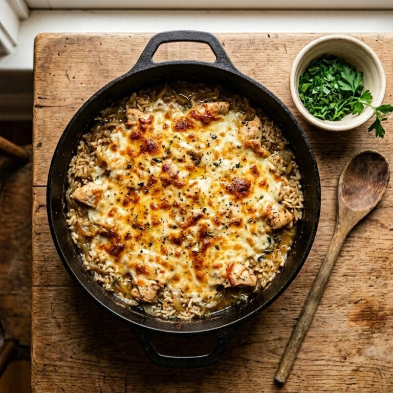 One-Pot French Onion Chicken Rice Dinner