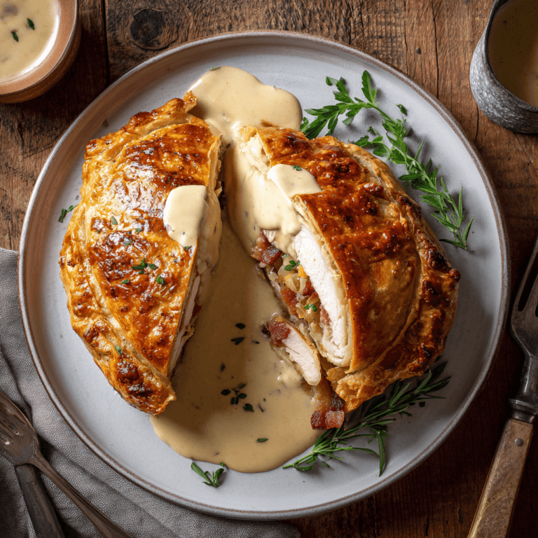 Amazing Chicken Wellington with Dijon Cream Sauce Delight