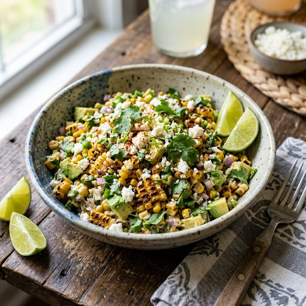 Homemade Mexican Street Corn Salad With Avocado