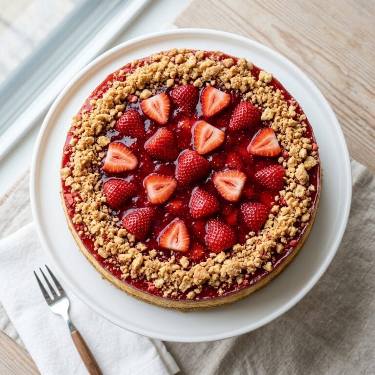 Strawberry Crunch Cheesecake with Vanilla Cookies & Strawberry Gelatin