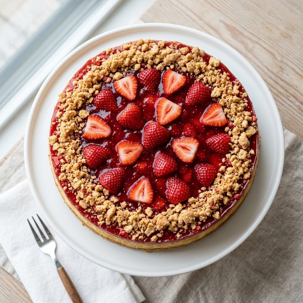 Strawberry Crunch Cheesecake with Vanilla Cookies & Strawberry Gelatin