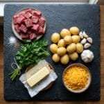Butter Steak Bites and Cheesy Smashed Potatoes