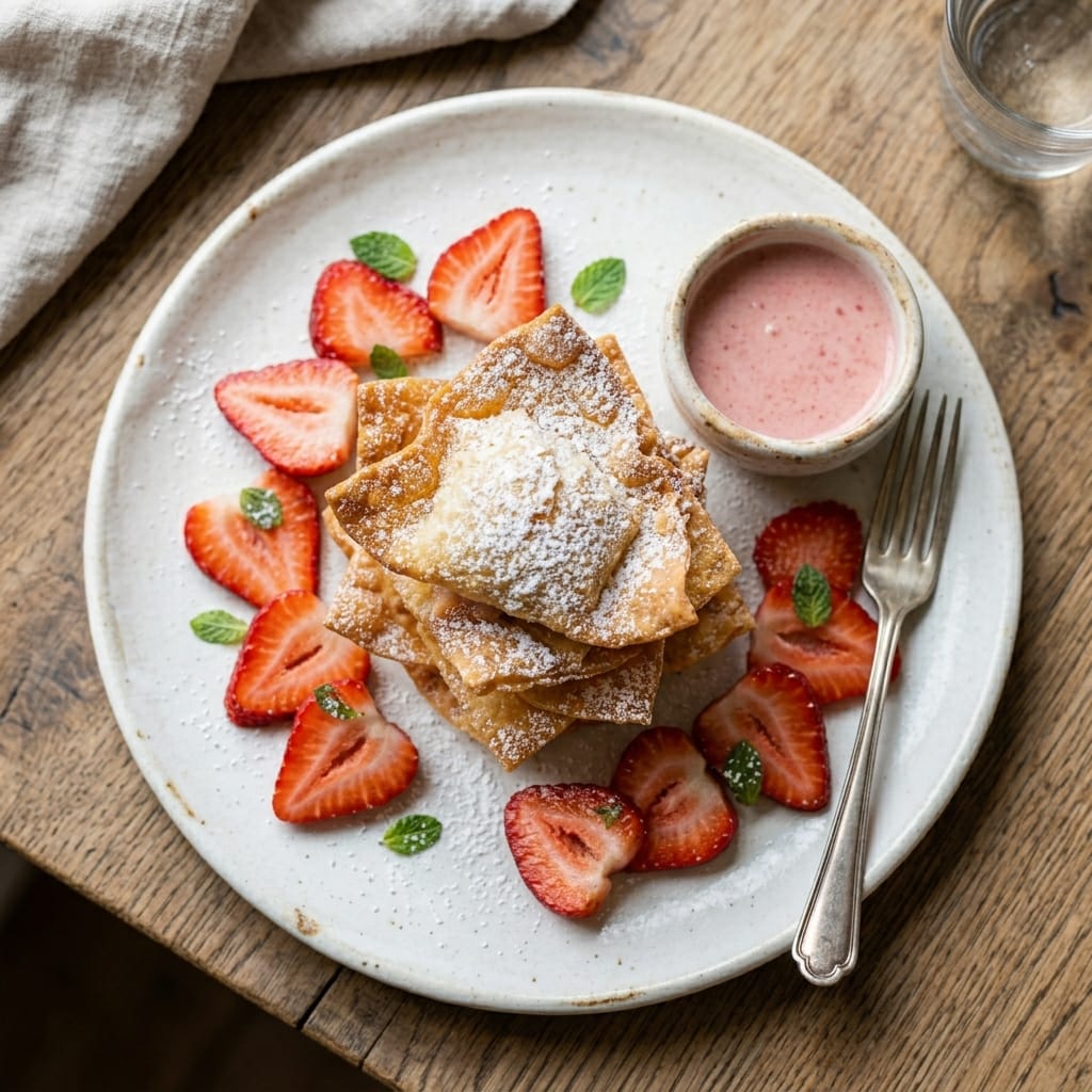 Quick Strawberry Cheesecake Wontons