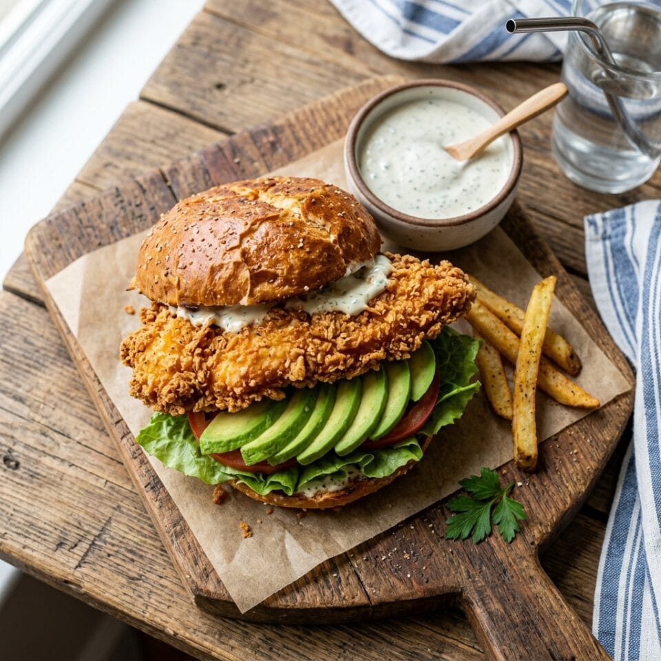 Crispy Chicken Avocado Ranch Sandwich