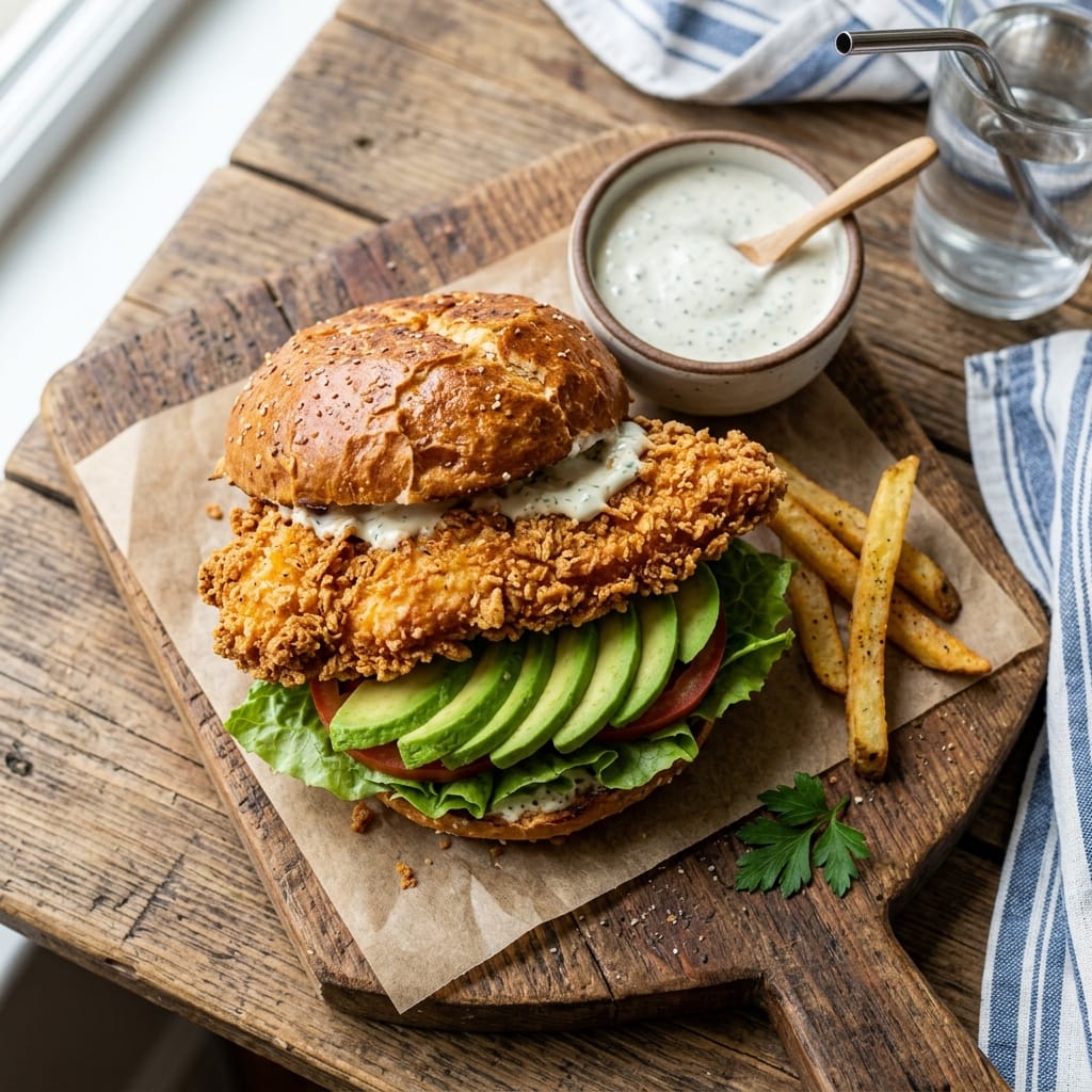 Crispy Chicken Avocado Ranch Sandwich