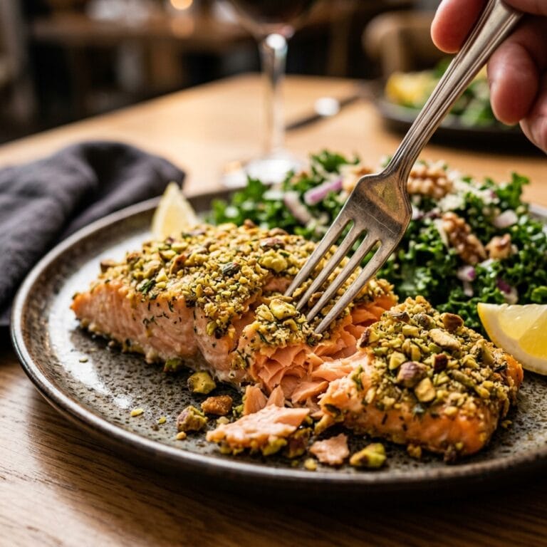 Pistachio-Crusted Salmon with Kale Salad