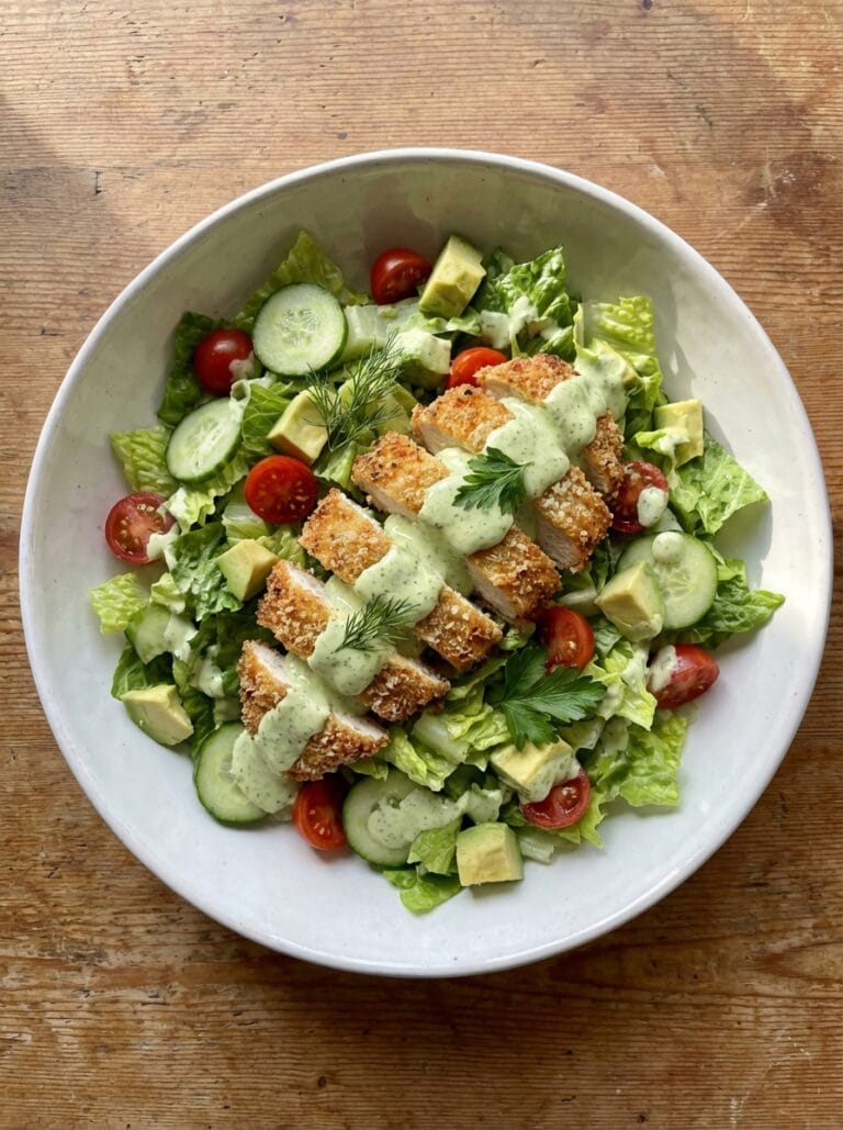 Green Goddess Salad with Parmesan Chicken