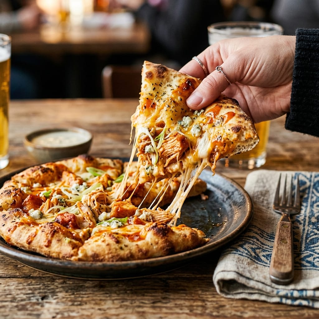Buffalo Chicken Stuffed Flatbread
