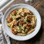 Garlic Butter Chicken Bites with Savory Creamy Parmesan Pasta