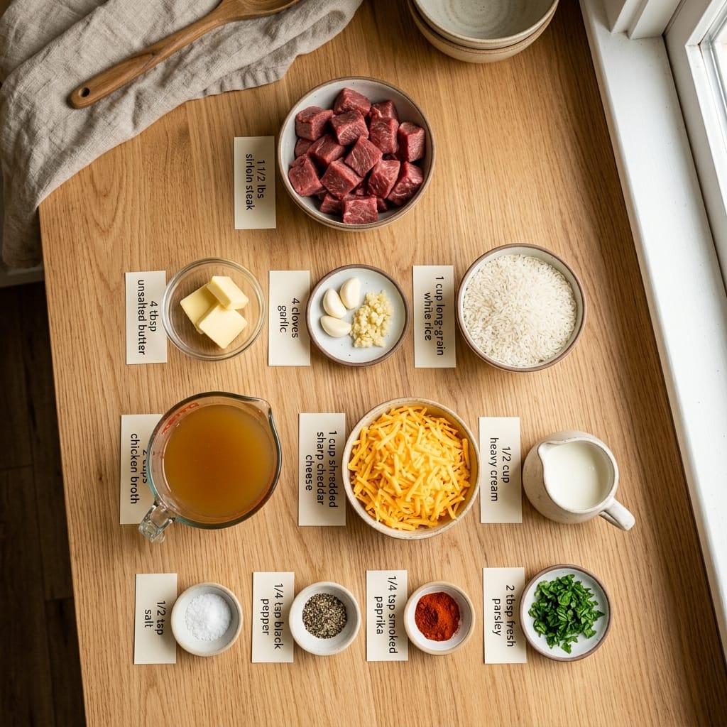 Garlic Butter Steak & Cheddar Rice Bowls