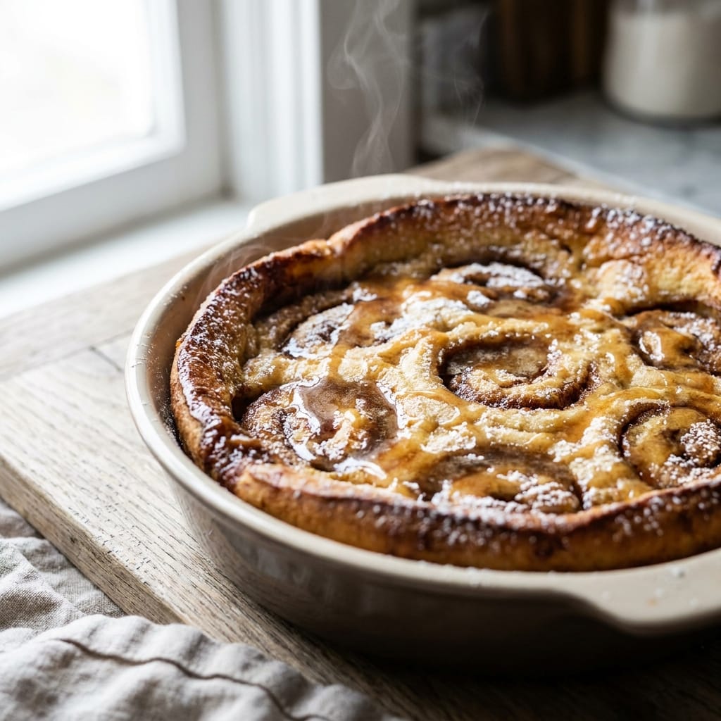 Brown Butter Cinnamon Roll Pancake Bake
