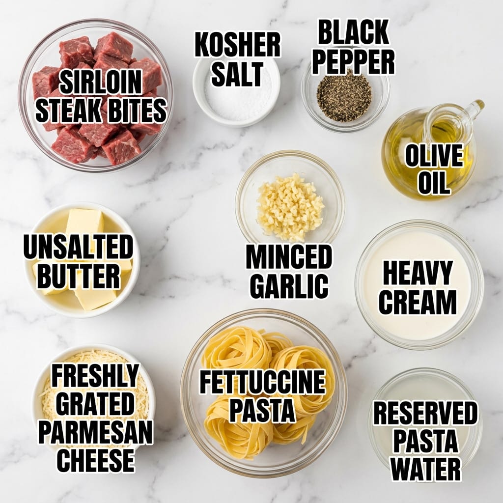 Brown Butter Garlic Steak Bites Alfredo