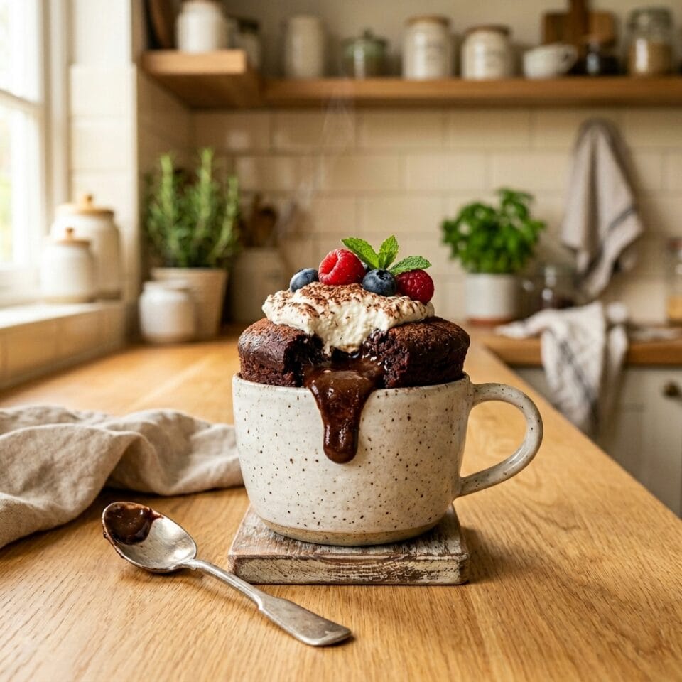 Cottage Cheese Chocolate Lava Mug Cake
