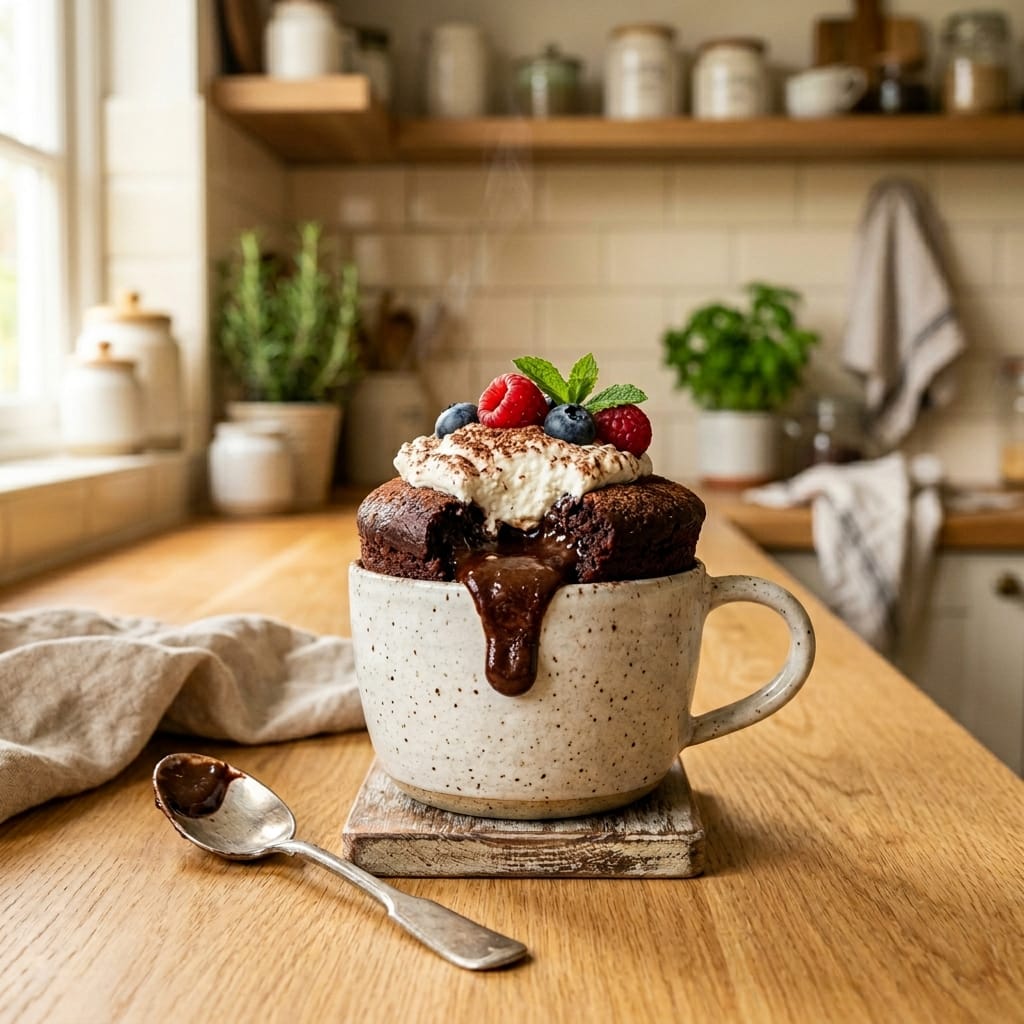 Cottage Cheese Chocolate Lava Mug Cake