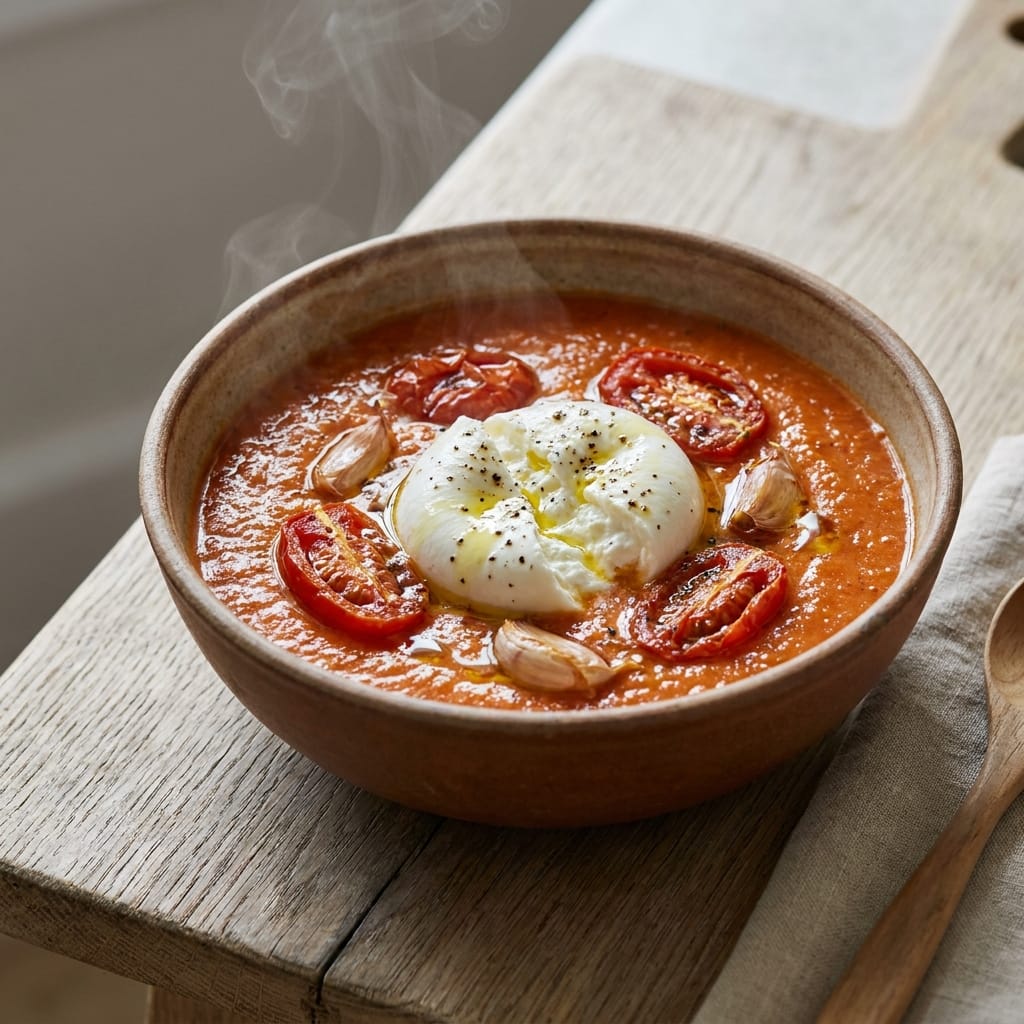 Creamy Roasted Tomato Burrata Soup