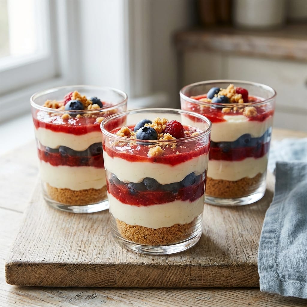 Red White and Blue Cheesecake Crunch Cups