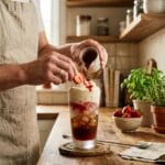 Strawberry Dirty Soda Float with Cream Foam