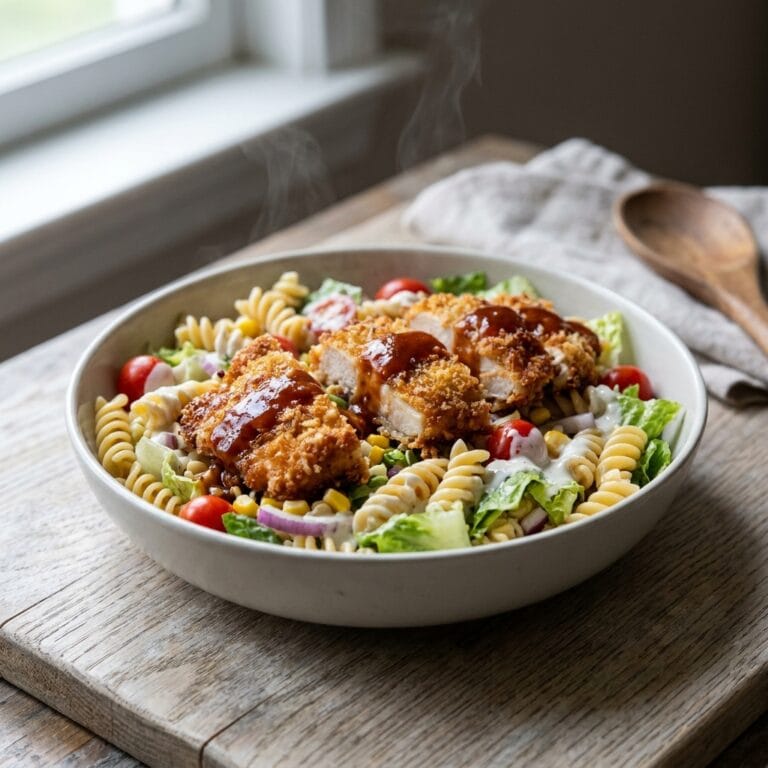 Crispy BBQ Chicken Ranch Pasta Salad