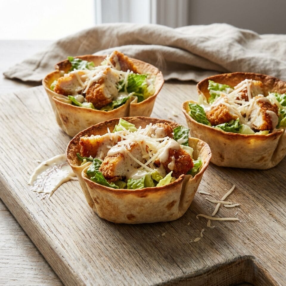 Crispy Chicken Caesar Wrap Crunch Cups