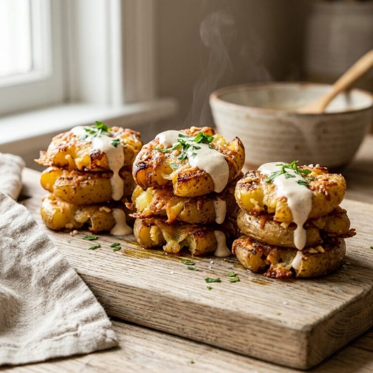 Crispy Parmesan Smashed Potato Stacks