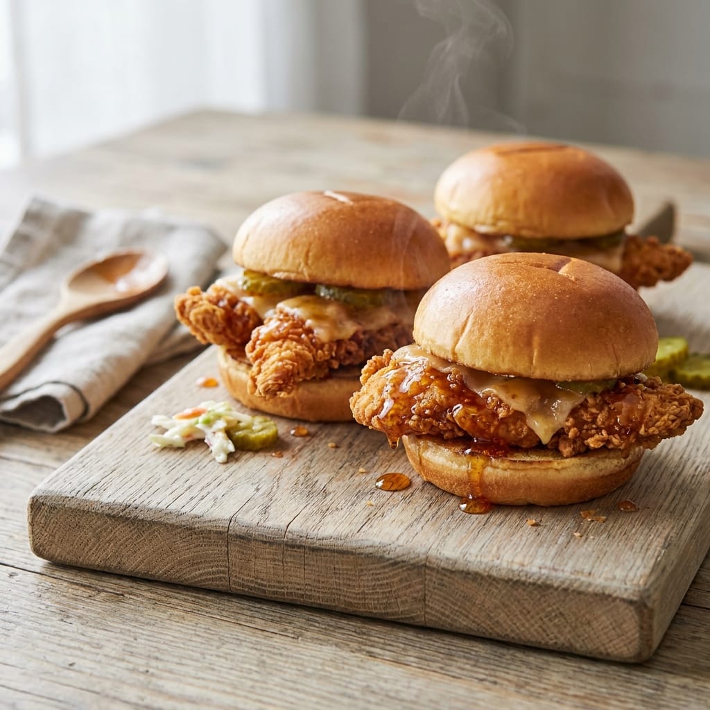 Hot Honey Crispy Chicken Sliders
