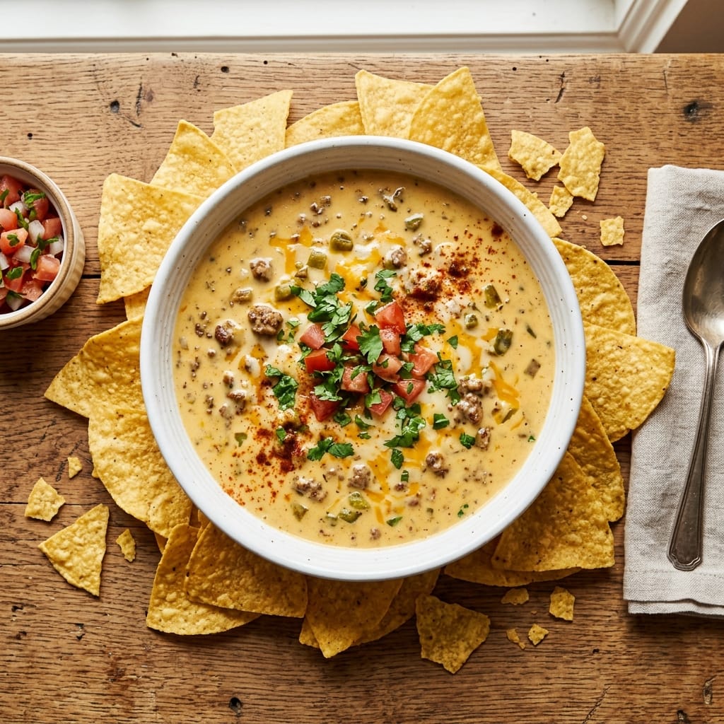 The Best Ground Beef Queso Dip