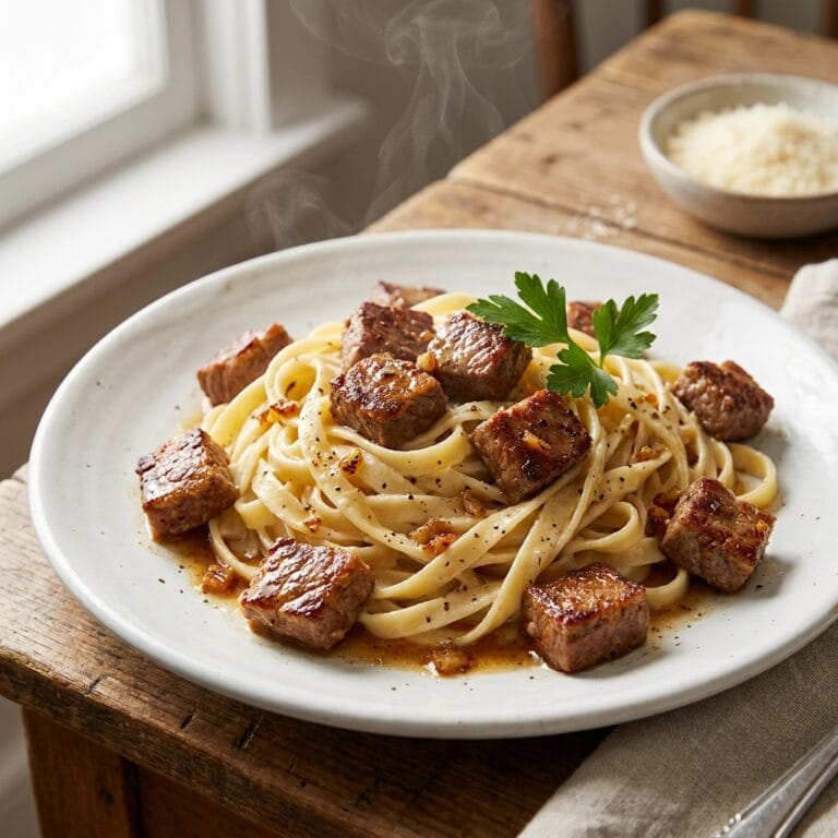 Brown Butter Garlic Steak Bites Alfredo