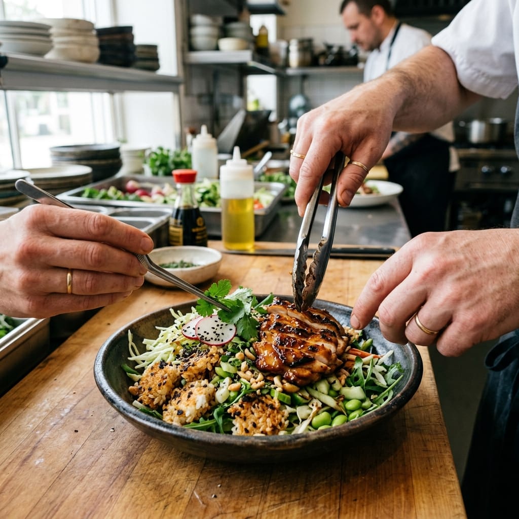 Teriyaki Chicken Crispy Rice Salad