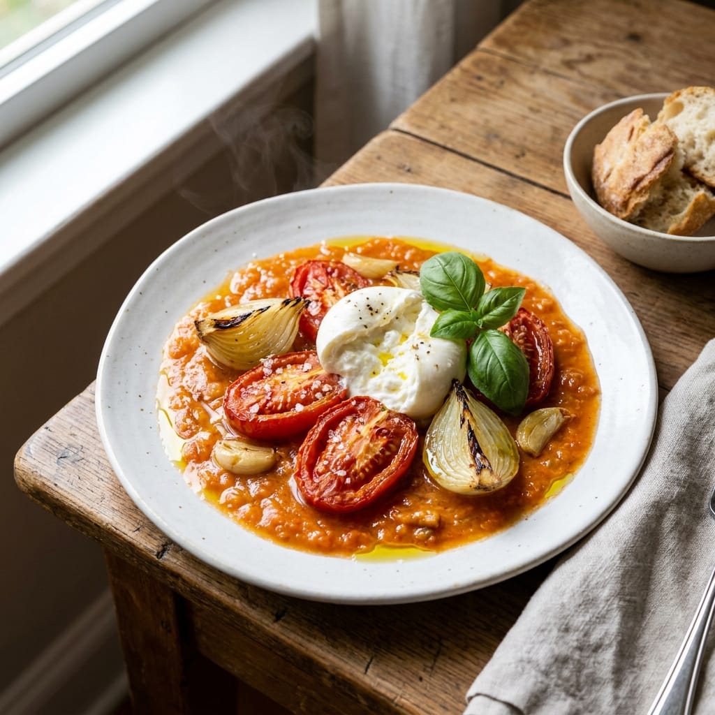 Creamy Roasted Tomato Burrata Soup