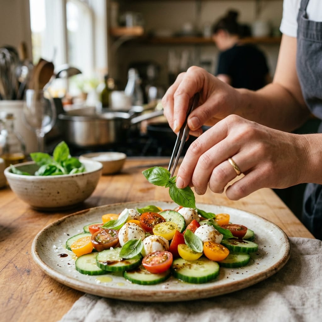 Fresh Cucumber Caprese Salad