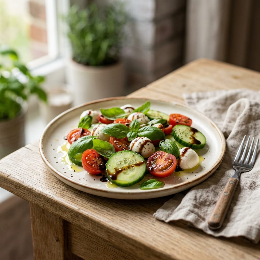 Fresh Cucumber Caprese Salad