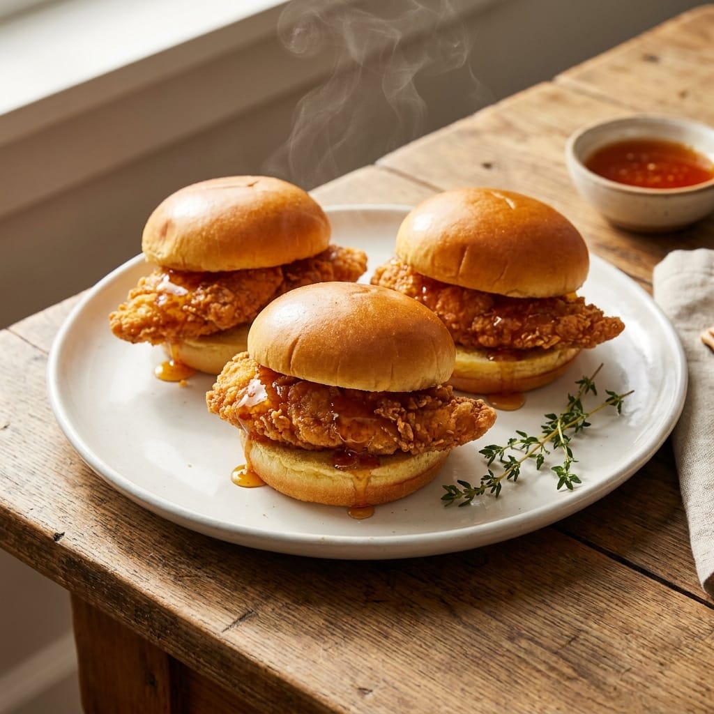 Hot Honey Crispy Chicken Sliders