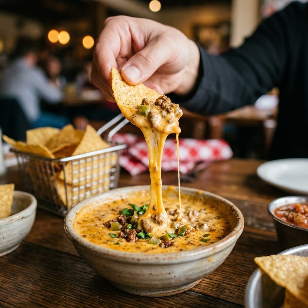 The Best Ground Beef Queso Dip