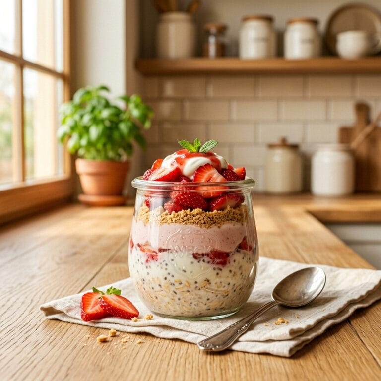 Protein Strawberry Cheesecake Overnight Oats