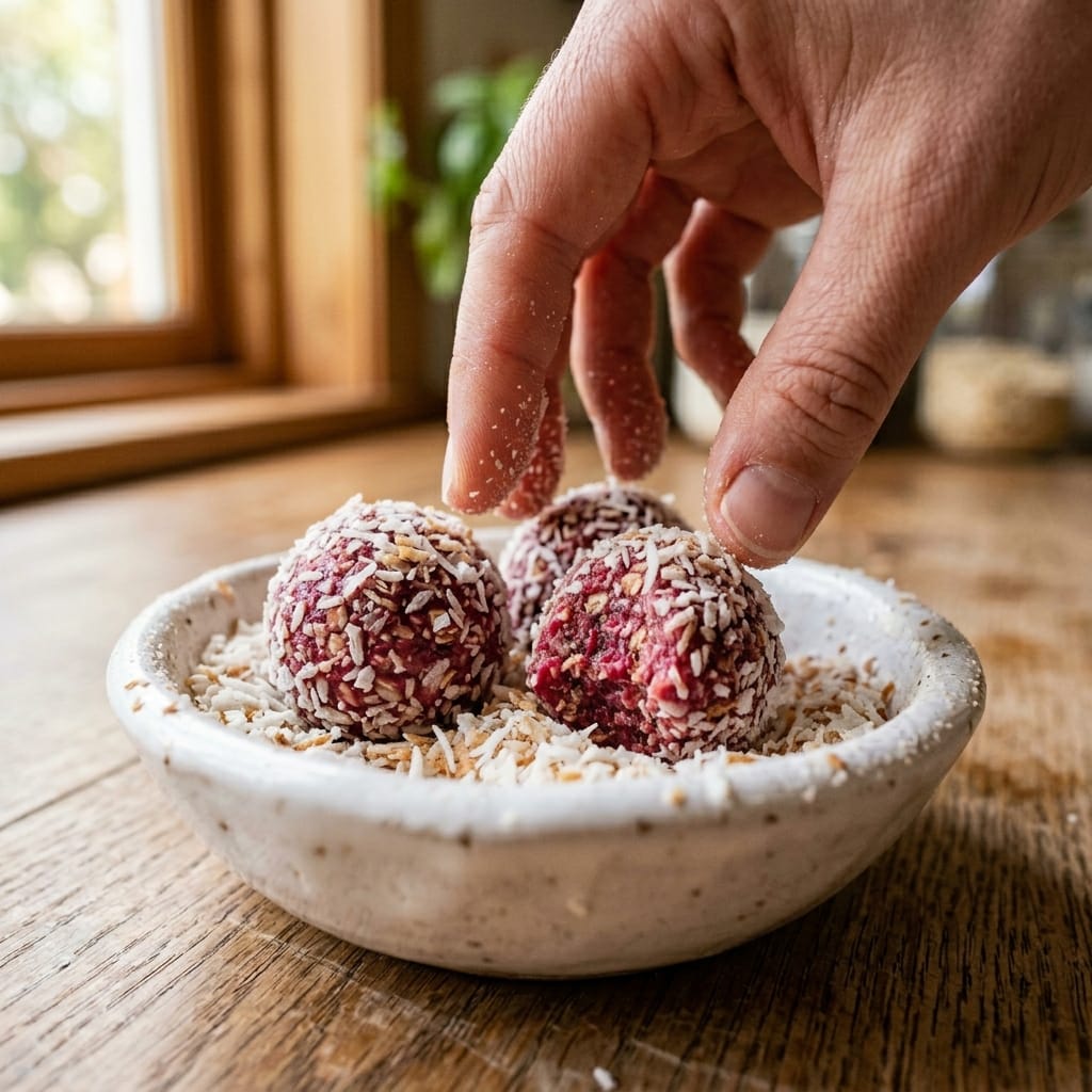 No-Bake Raspberry Coconut Bliss Balls