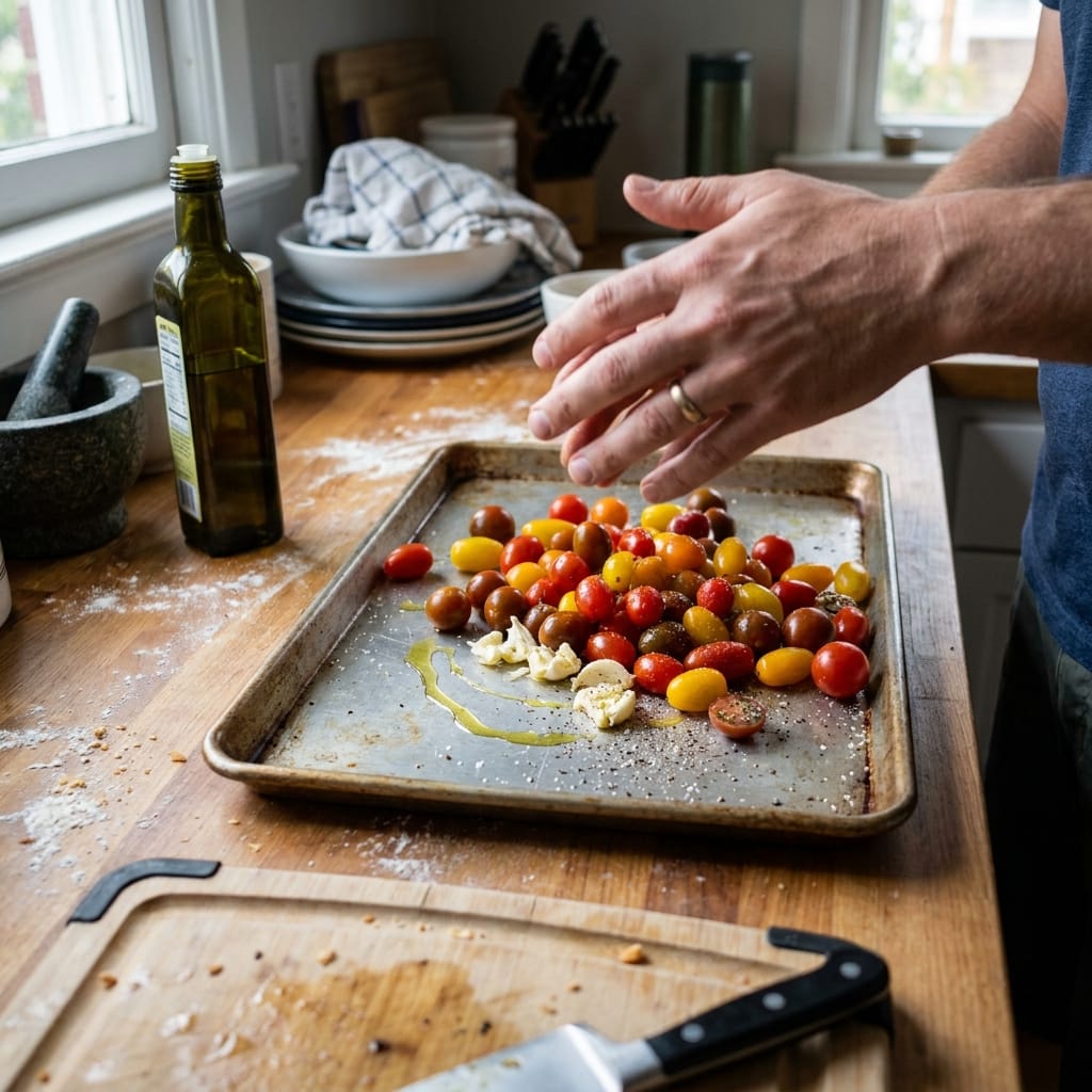 Roasted Tomato Burrata Baked Spaghetti