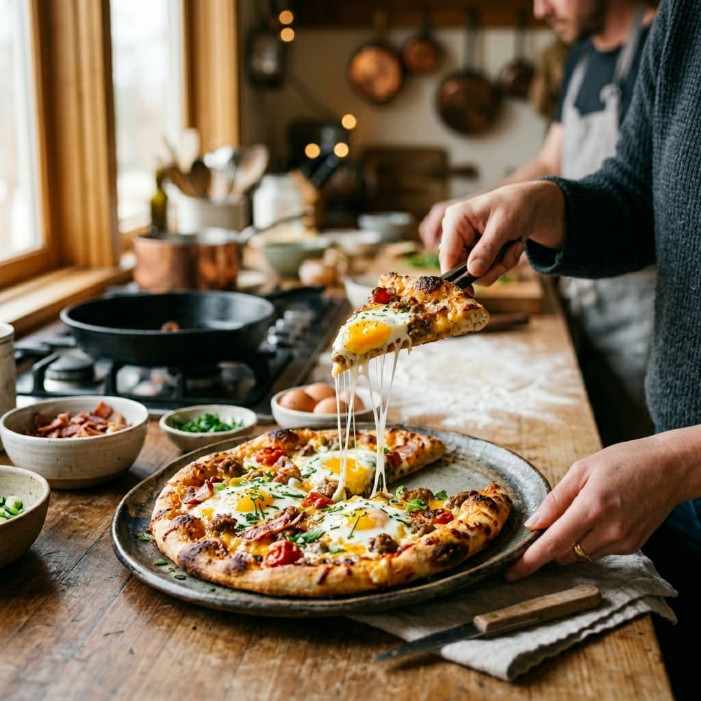 Sizzling Breakfast Pizza: A Morning Delight Loaded with Flavor!