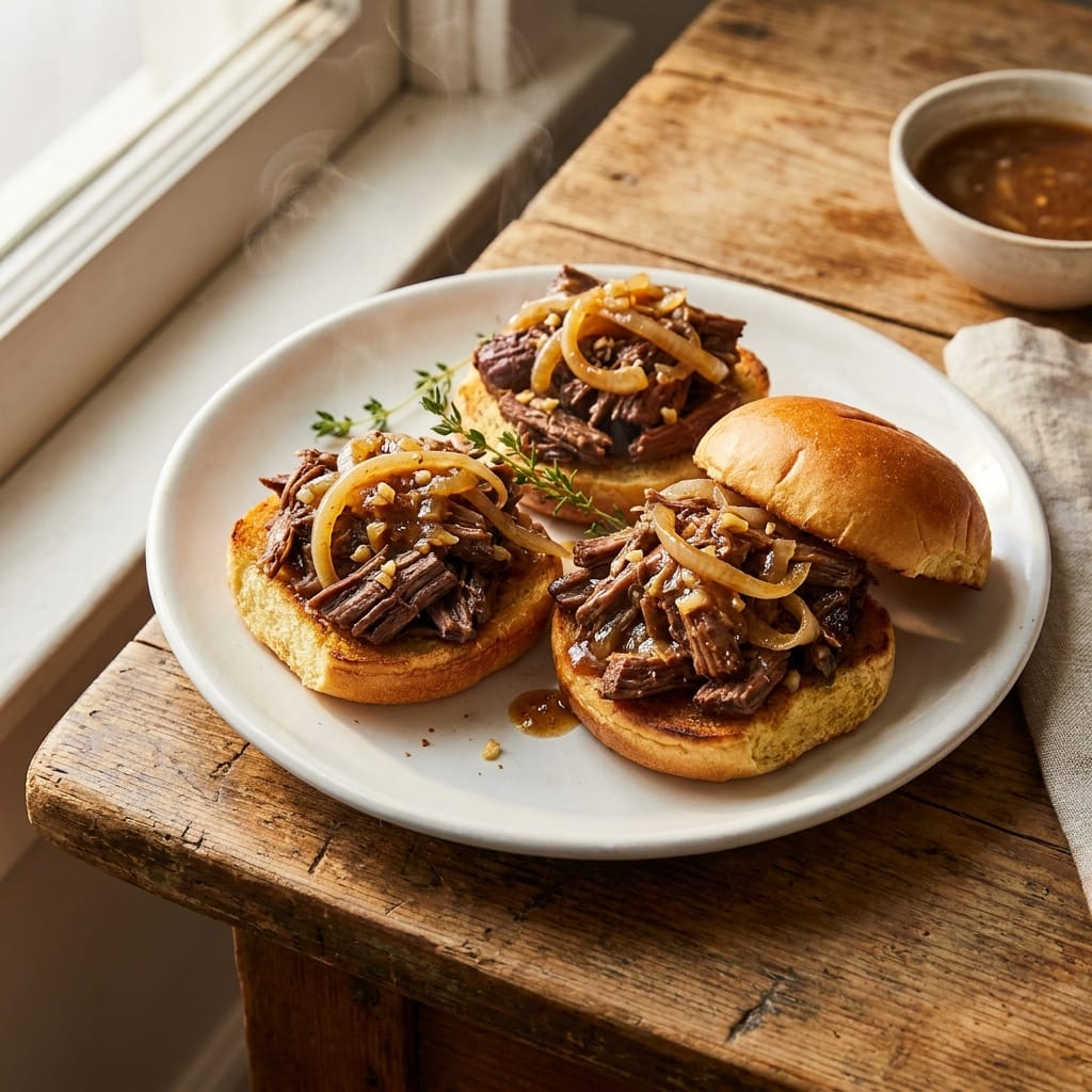 Slow Cooker French Onion Pot Roast Sliders