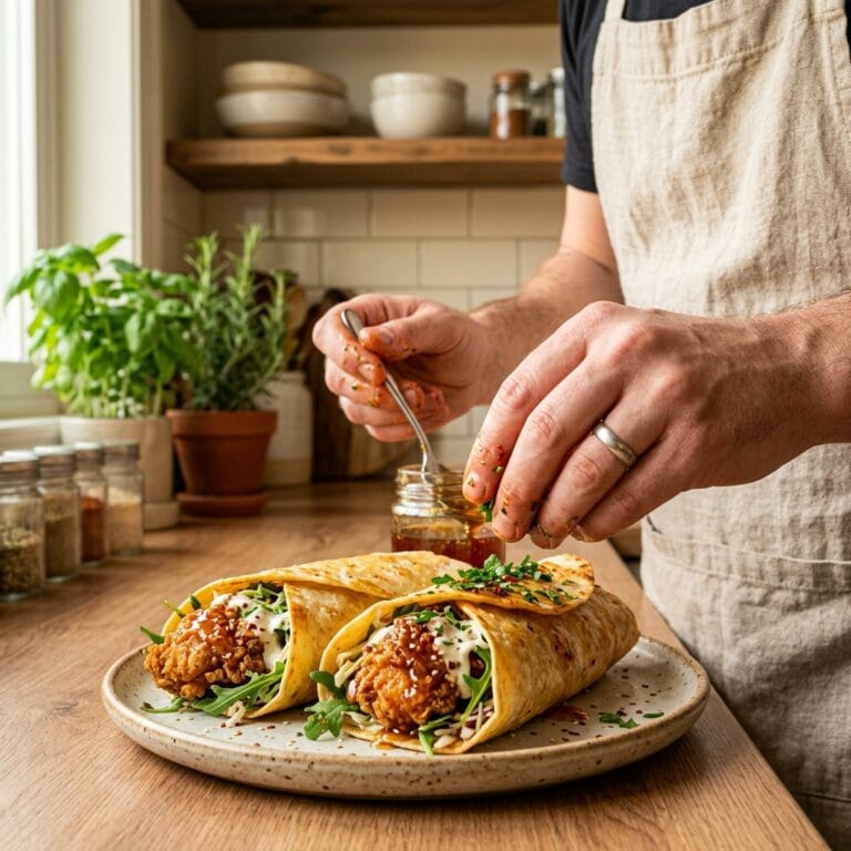 The Best Crispy Hot Honey Chicken Smash Wraps