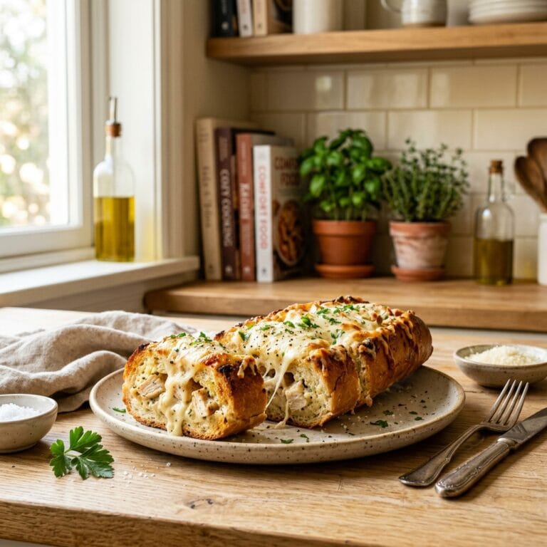 The Viral Chicken Alfredo Garlic Bread I'm Obsessed With
