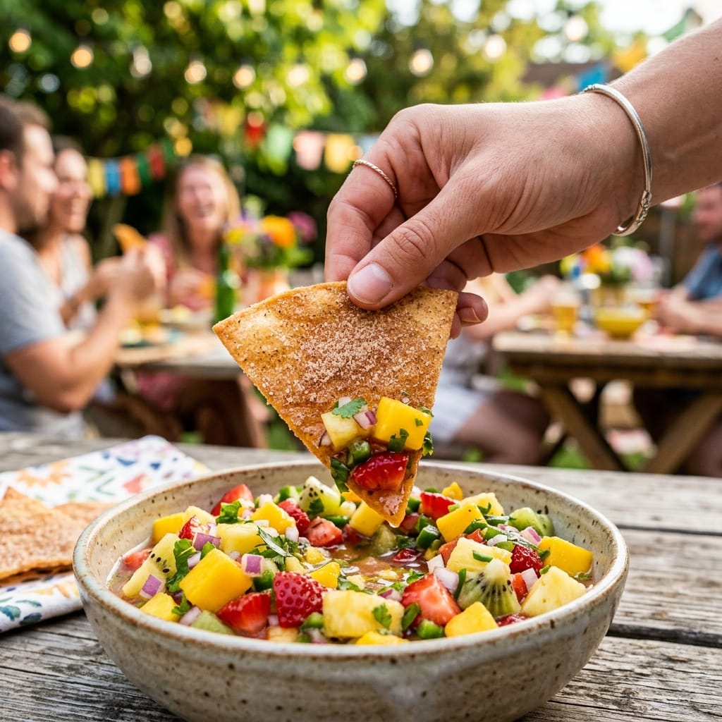 The Best Fruit Salsa with Cinnamon Sugar Tortilla Chips - 4 Sons 'R' Us