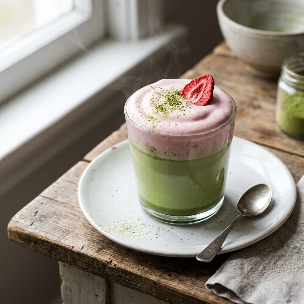 Whipped Strawberry Matcha Latte