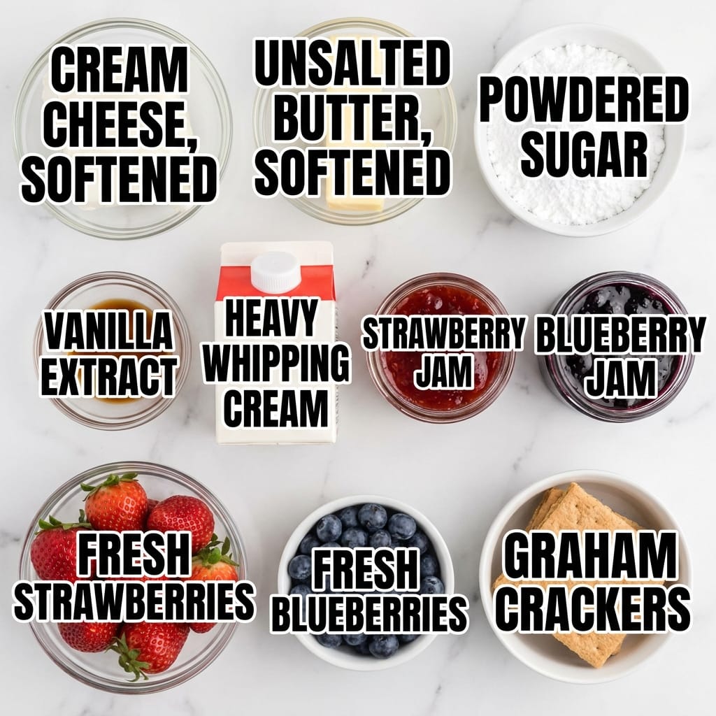 Simple Red, White & Blue Cheesecake Dip for Summer Parties