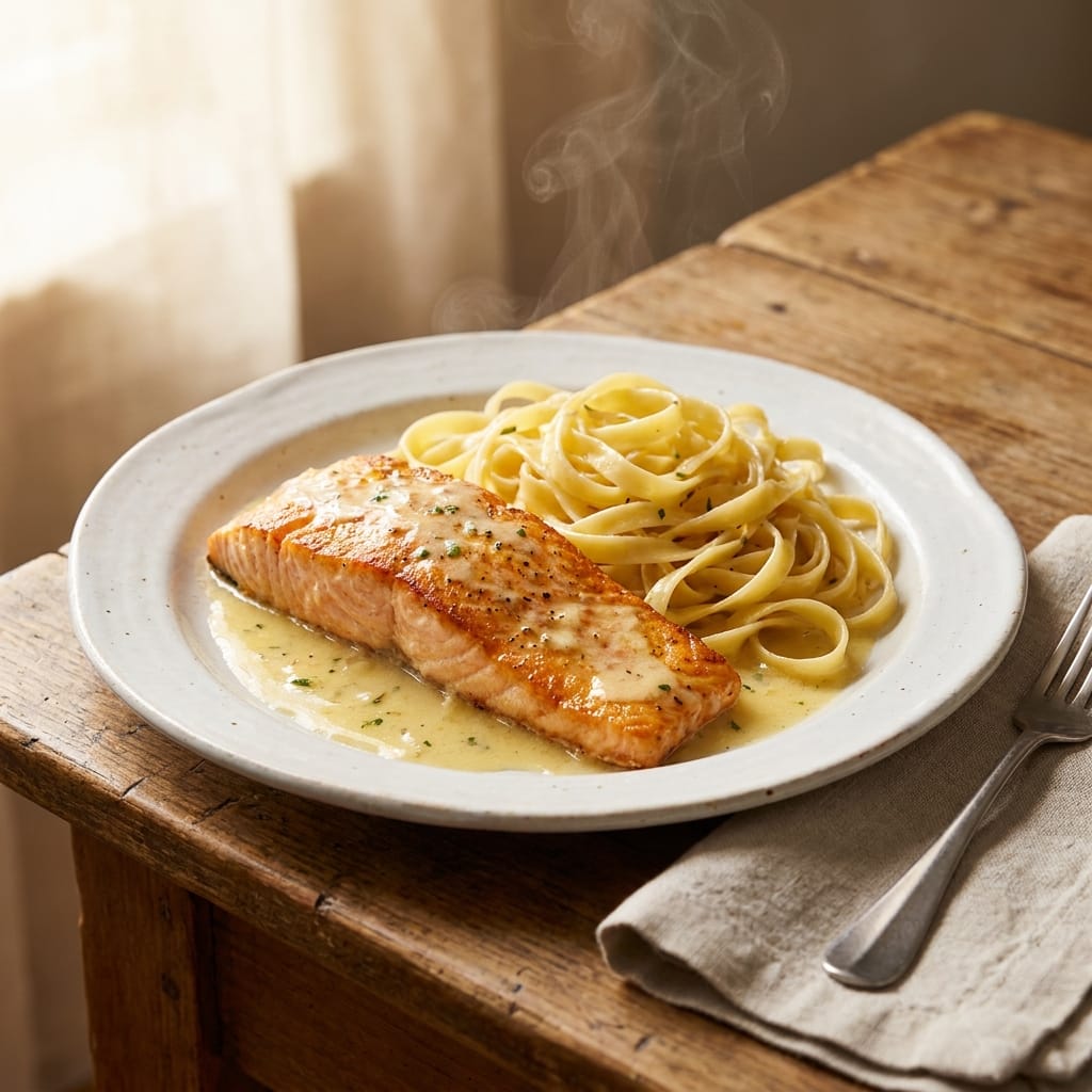 Creamy Lemon Butter Salmon Pasta
